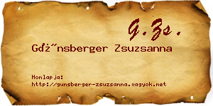 Günsberger Zsuzsanna névjegykártya